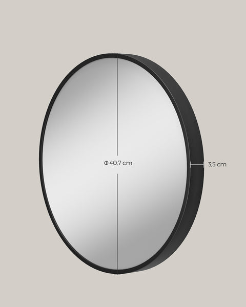 Rootz Round Mirror - Vanity Mirror - Makeup Mirror - Aluminum Alloy - Glass - MDF - Lightweight - Durable - Portable - 40.7cm x 3.6cm x 40.7cm