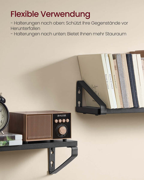 Rootz 3 Piece Wall Shelf Set - Floating Shelf - Display Shelves - Dual Assembly Options - Wooden Chipboard & Steel - Black