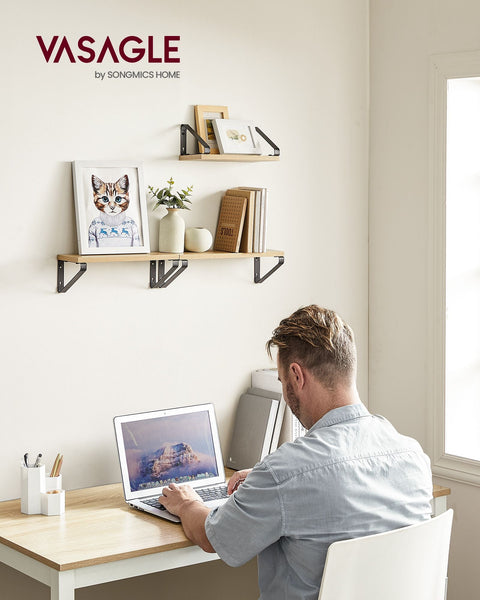 Rootz 3 Piece Set Floating Shelf - Wall Shelf - Wall Mounted Shelves - Chipboard and Steel - 12cm x 30cm x 11cm, 12cm x 35cm x 11cm, 12cm x 40cm x 11cm - Oak Black - Lightweight - Easy to Install - Sturdy - 2.5kg - 10kg Max Load Capacity