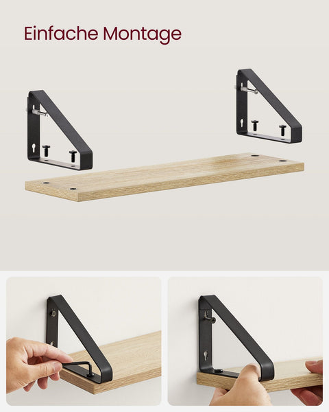 Rootz 3 Piece Set Floating Shelf - Wall Shelf - Wall Mounted Shelves - Chipboard and Steel - 12cm x 30cm x 11cm, 12cm x 35cm x 11cm, 12cm x 40cm x 11cm - Oak Black - Lightweight - Easy to Install - Sturdy - 2.5kg - 10kg Max Load Capacity