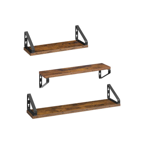 Rootz Floating Shelf Set - Wall Shelf - Rustic Shelves - Space-Saving - 12.7cm x 60cm x 11.2cm -Brown Black