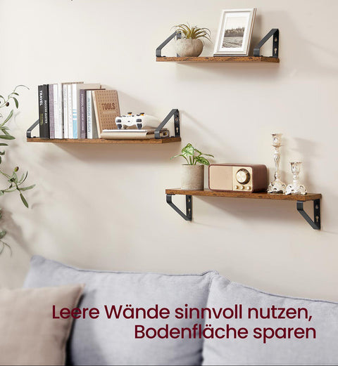Rootz Floating Shelf Set - Wall Shelf - Rustic Shelves - Space-Saving - 12.7cm x 60cm x 11.2cm -Brown Black