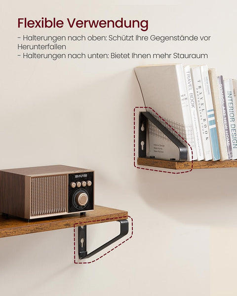 Rootz Floating Shelf Set - Wall Shelf - Rustic Shelves - Space-Saving - 12.7cm x 60cm x 11.2cm -Brown Black