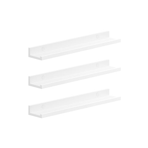 Rootz White Wall Shelf Set - Floating Shelves - MDF - Lightweight - Easy Assembly - 10cm x 60cm x 5/2cm - 2.6kg - 15kg Capacity