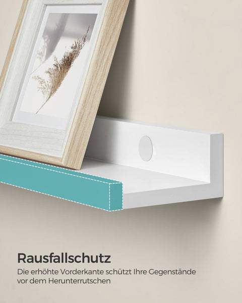 Rootz White Wall Shelf Set - Floating Shelves - MDF - Lightweight - Easy Assembly - 10cm x 60cm x 5/2cm - 2.6kg - 15kg Capacity