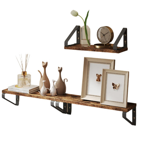 Rootz 3 Set Wall Shelf - Floating Shelf - Wooden Shelves - Space-Saving Design - Sizes: 30/35/40 x 12 x 11 cm