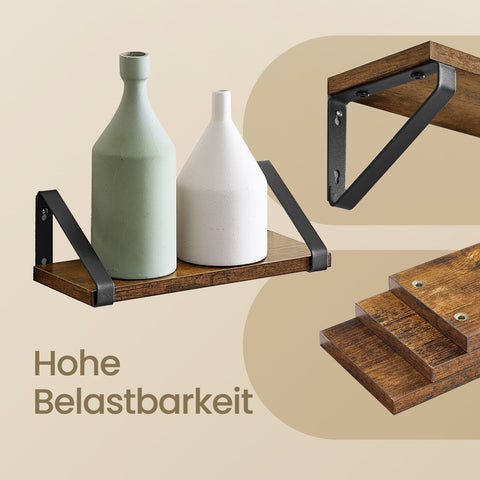 Rootz 3 Set Wall Shelf - Floating Shelf - Wooden Shelves - Space-Saving Design - Sizes: 30/35/40 x 12 x 11 cm