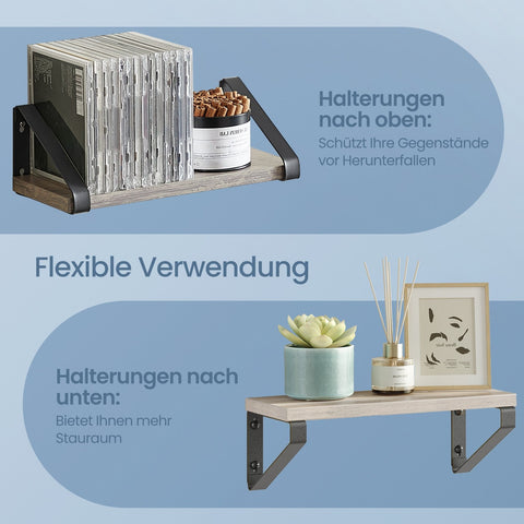 Rootz Wall Shelf 3 Set - Floating Shelf - Decorative Shelving - Max 5kg Load - Brown-Black - Small (12x30x11cm), Medium (12x35x11cm), Large (12x40x11cm)