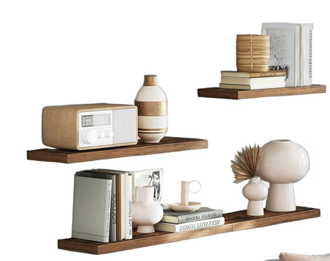 Rootz Brown Floating Shelf - Wall Shelf - Display Shelf - Space-Saver - 40cm x 20cm x 3.8cm