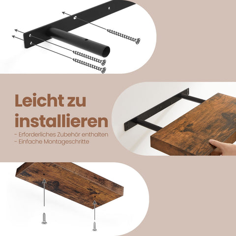 Rootz Brown Floating Shelf - Wall Shelf - Display Shelf - Space-Saver - 40cm x 20cm x 3.8cm