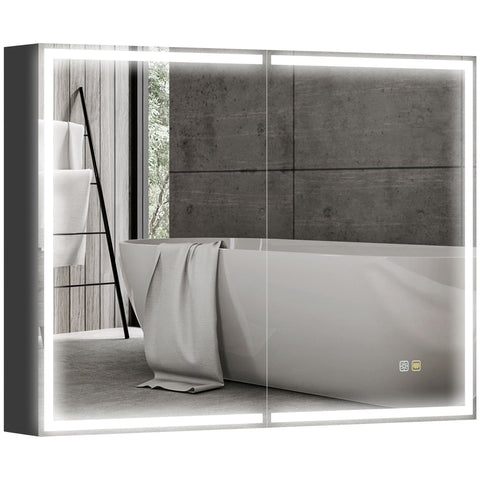 Rootz Mirror Cabinet - Bathroom Mirror - LED Mirror - Adjustable Lighting - 80cm x 12.8cm x 60cm