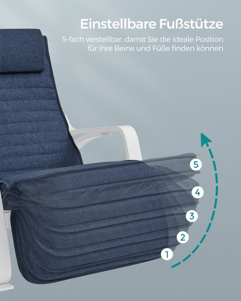 Rootz Rocking Chair - Birch Wood Rocker - Lounge Chair - Foam Padded - Imitation Linen - 121.5cm x 67cm x 84cm