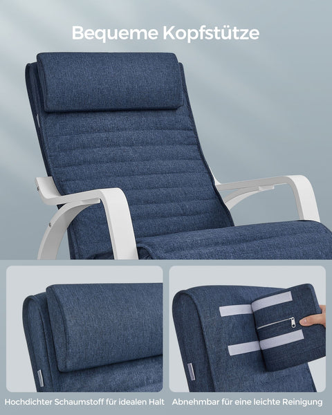 Rootz Rocking Chair - Birch Wood Rocker - Lounge Chair - Foam Padded - Imitation Linen - 121.5cm x 67cm x 84cm