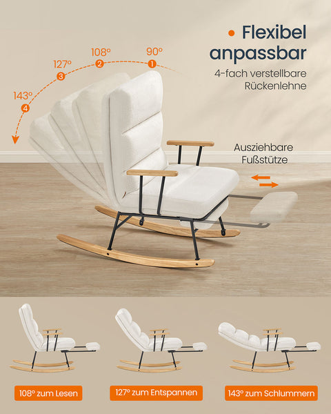 Rootz Swing Chair - Rocking Chair - Lounge Seat - Foam Padding -  White - 97cm x 67cm x 100cm