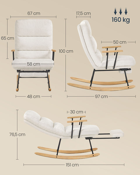 Rootz Swing Chair - Rocking Chair - Lounge Seat - Foam Padding -  White - 97cm x 67cm x 100cm