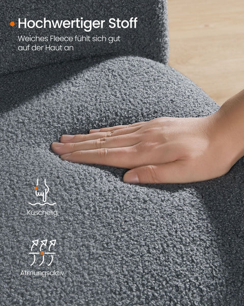 Rootz Rocking Chair - Slate Gray Armchair - Fleece Recliner - Comfort Armrests - 89.5cm x 67.5cm x 106cm