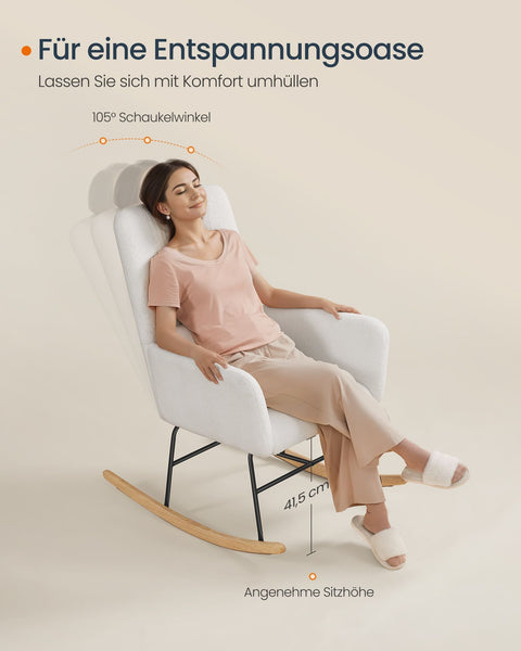 Rootz Swing Chair - Rocking Chair - Fleece Armchair - Comfort & Style - 89.5cm x 67.5cm x 106cm