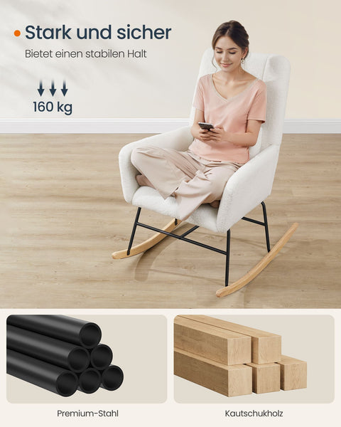 Rootz Swing Chair - Rocking Chair - Fleece Armchair - Comfort & Style - 89.5cm x 67.5cm x 106cm