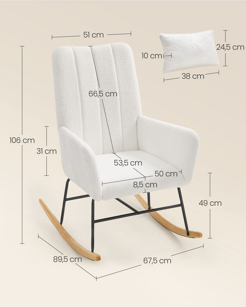 Rootz Swing Chair - Rocking Chair - Fleece Armchair - Comfort & Style - 89.5cm x 67.5cm x 106cm