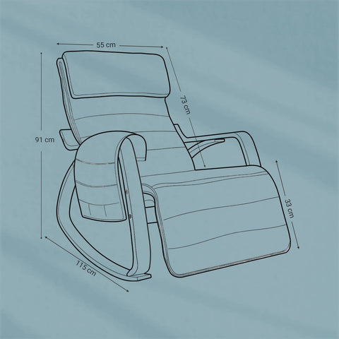 Rootz Adjustable Swing Chair - Rocking Armchair - Recliner - Ultimate Comfort - 67cm x 115cm x 91cm