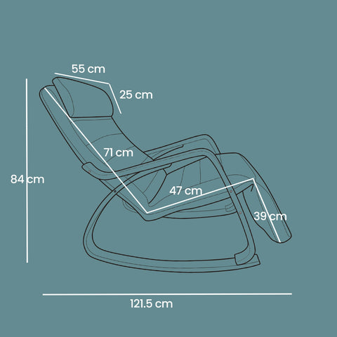 Rootz Rocking Chair - Relaxing Chair - Birch Wood Lounge Chair - Ergonomic Design - Grey Linen - 67cm x 115cm x 91cm