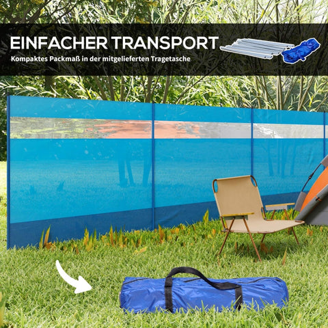 Rootz Windbreak with Viewing Window - Outdoor Wind Shield - Beach Windbreaker - Protects Against Wind, Sun, and Sand - 725cm x 140cm - Polyester and Steel