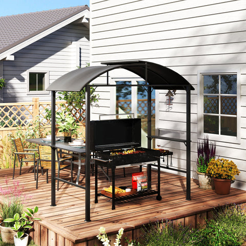 Rootz Grill Pavilion - Outdoor Shelter - BBQ Gazebo - Steel Frames - Sun Protection - 1.1m x 2.3m - Grey