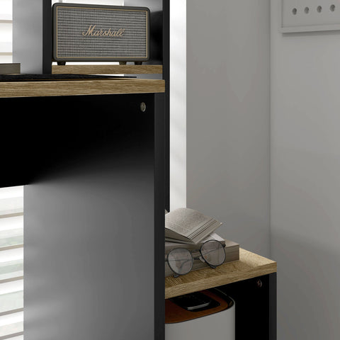 Rootz Multi Shelf Desk - Computer Desk - Office Desk - Space-Saving - 114L x 45W x 138H cm