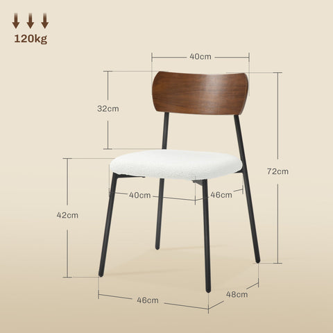 Rootz 2 Piece Set Dining Room Chairs - Kitchen Chairs - Modern Seatings - Soft Web Fur - 46cm W x 48cm D x 72cm H