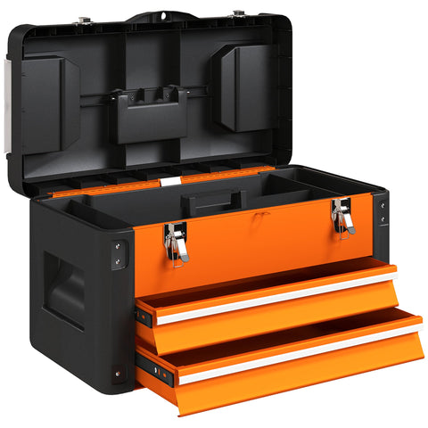 Rootz Tool Box - Storage Chest - Steel Organizer - Scratch & Rust Resistant - 49.7cm x 25.3cm x 28.9cm