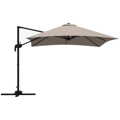 Rootz Cantilever Sunshader - Outdoor Parasols - Rotatable 360° Sun Shade - Durable Aluminum - 2.95l x 2.95b x 2.66h m Brown