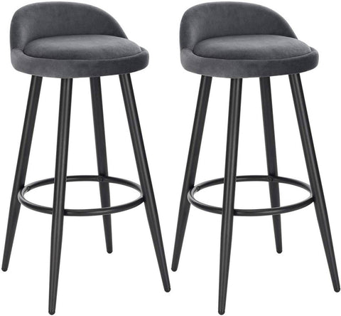 Rootz Velvet Bar Stool - Counter Stool - Adjustable Bar Chair - Stable & Durable - Floor-Safe Design - Optimal Comfort - 37.5cm x 34cm x 78.5cm