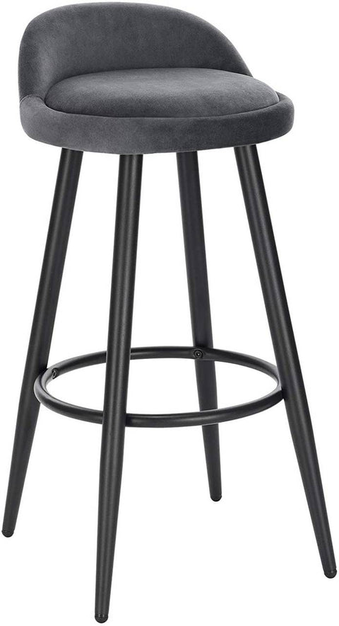 Rootz Velvet Bar Stool - Counter Stool - Adjustable Bar Chair - Elegant Black Finish - High Comfort - Stable & Durable - 37.5cm x 34cm