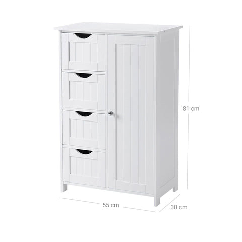 Rootz Bathroom Cabinet - Storage Cabinet - Organizer - White - MDF Boards - 55cm x 82cm x 30cm