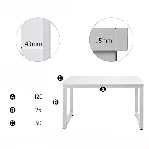 Rootz Modern Computer Table - Office Desk - Office Table - Scratch & Water Resistant - 120cm x 60cm x 75cm