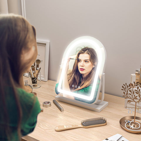 Rootz Cosmetic Mirror with LED Lighting - Vanity Mirror - Makeup Mirror - Rotatable, Touch Control, 33cm x 12cm x 44.5cm
