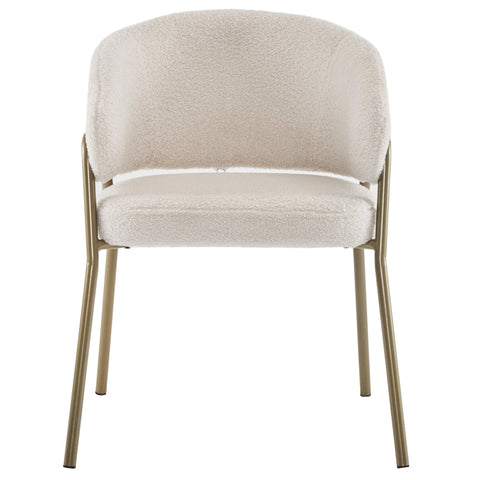 Rootz Modern Dining Chair - Lambskin Look - Luxury Seating - Exceptional Comfort - Gold-Plated Legs - 49L x 48W x 78H cm