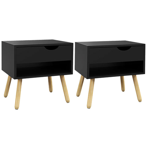 Rootz 2 Piece Set Bedside Tables - Nightstands - Side Tables - Scandinavian Design - 50cm x 39cm x 51cm