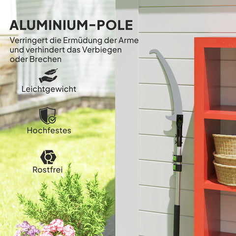 Rootz Telescopic Pruning Saw - Tree Scissors - Garden Shears - Non-Stick Coated Blades - Locking Device - 150-260cm x 19cm x 3.5cm