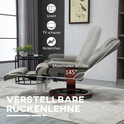 Rootz Swivel Recliner Chair - TV Chair - Manual Footrest - Faux Leather - 78cm x 87cm x 100cm