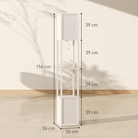 Rootz Standing Lamp - Modern Floor Lamp - Shelf Lamp - Maximizes Desk Space - 26cm x 26cm x 156cm -  White