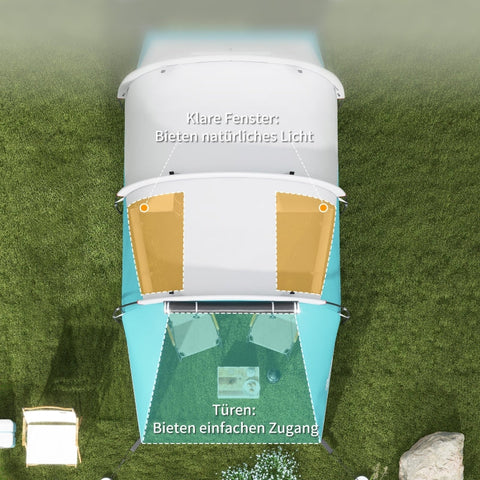 Rootz Camping Tent - Family Tent - Waterproof Shelter - Spacious Design - 460L x 260W x 190H cm - Polyester, PE, Plastic