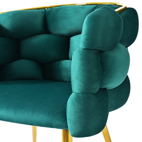 Rootz Dark Green Velvet Chair - Luxurious Seating - Elegant Design - Adjustable Front Legs - 70L x 47W x 80H cm
