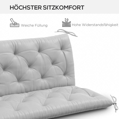 Rootz 3 Seater Garden Bench Cushion - Bank Cover - Seat Pillow - Enhanced Comfort - 150x98x8 cm Grey