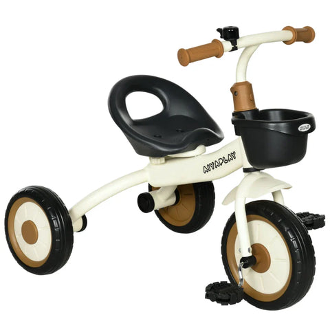 Rootz Tricycle for Children - 2-5 Years - Height Adjustable Seat - Bell - Bicycle Basket - Metal Frame - White - 70.5cm x 50cm x 58cm