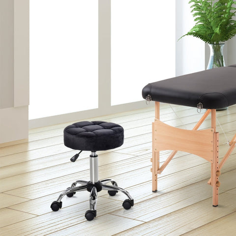 Rootz Salon Stool - Swivel Stool - Velvet Cover - 360 Degree Castors - Height Adjustable - 35cm x 49-61cm - Elegant Design