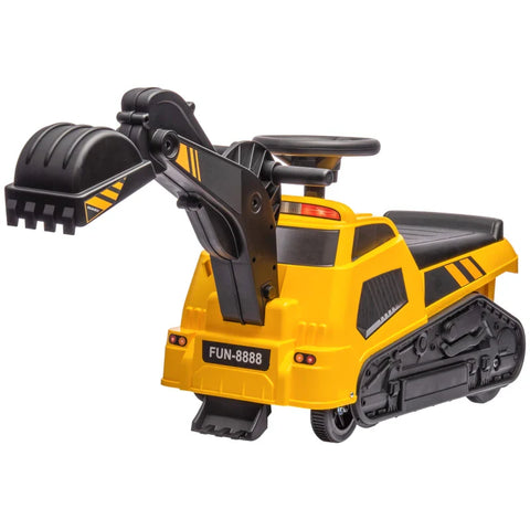 Rootz 3 In 1 Ride-on Excavator - Bulldozer - Road Roller - With Music - Anti-roll Device - Anti-tip Protection - For Ages 18-48 Months - Black + Yellow - 100L x 43W x 48.5H cm