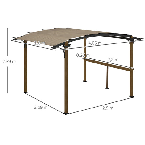 Rootz Pergola Garden Pavilion - Outdoor Shade - Weather Resistant - UV Protection - 406cm x 260cm x 239cm