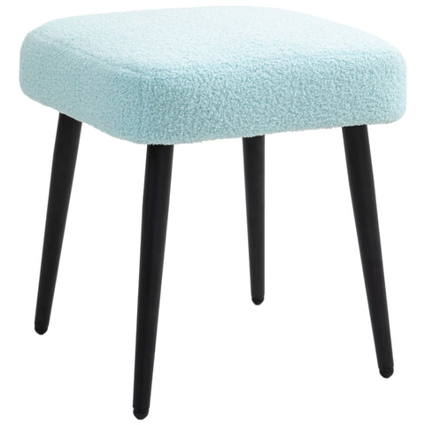 Rootz Stool with Cashmere-Look Fabric - Footrest - Steel Legs - Light Blue - 42cm x 42cm x 47cm