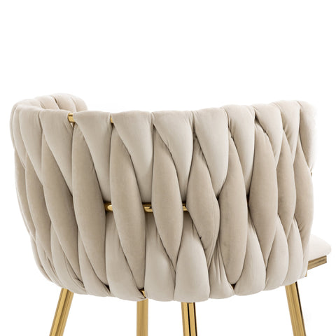 Rootz Set of 2 Velvet Dining Chairs - Upholstered Seating - Ivory White Chairs - Comfort Thick Padding - 54cm x 52cm x 72cm